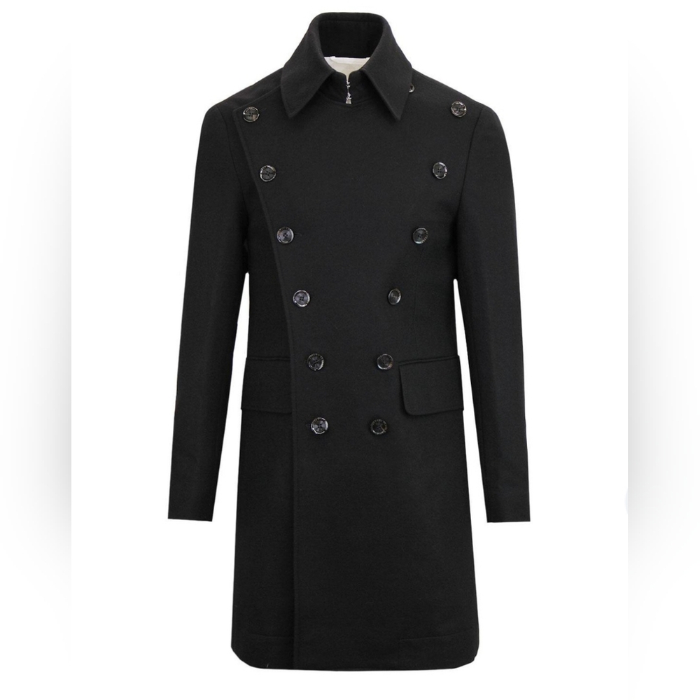 Pretty Green The Beatles George Harrison Coat Black Wool Double-Breasted Medium